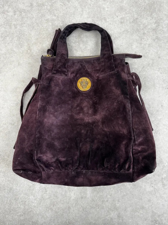 2000s Gucci Bordeaux Suede Hysteria Handle Bag by Frida Giannini griasni 4