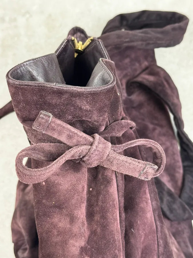 2000s Gucci Bordeaux Suede Hysteria Handle Bag by Frida Giannini griasni 9