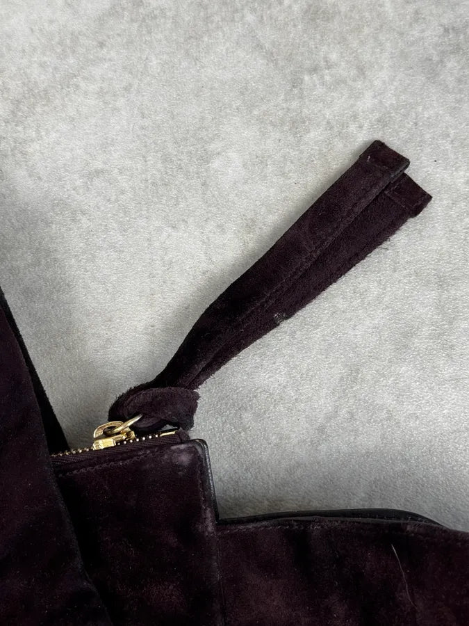2000s Gucci Bordeaux Suede Hysteria Handle Bag by Frida Giannini griasni 10