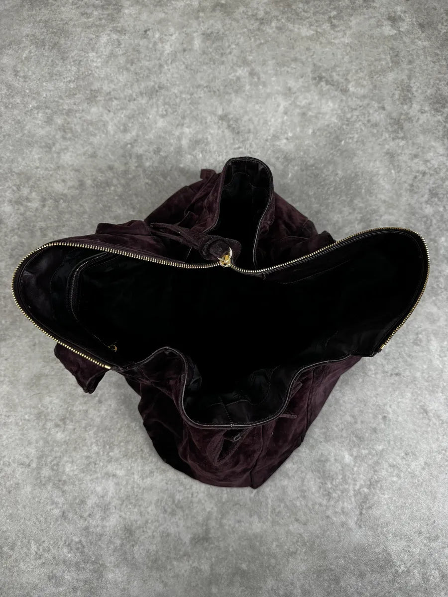 2000s Gucci Bordeaux Suede Hysteria Handle Bag by Frida Giannini griasni 12
