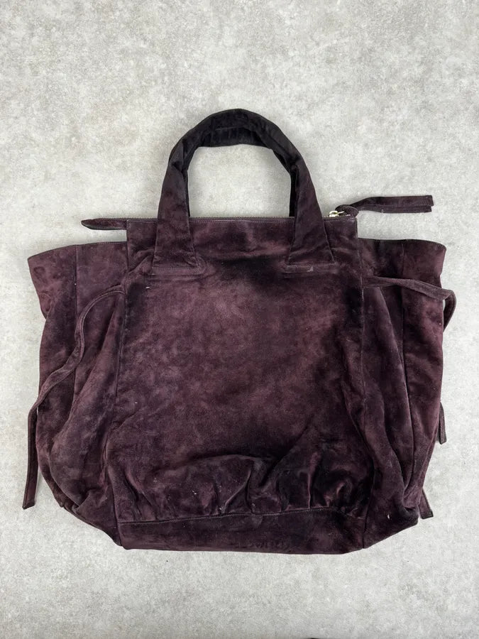 2000s Gucci Bordeaux Suede Hysteria Handle Bag by Frida Giannini griasni 1