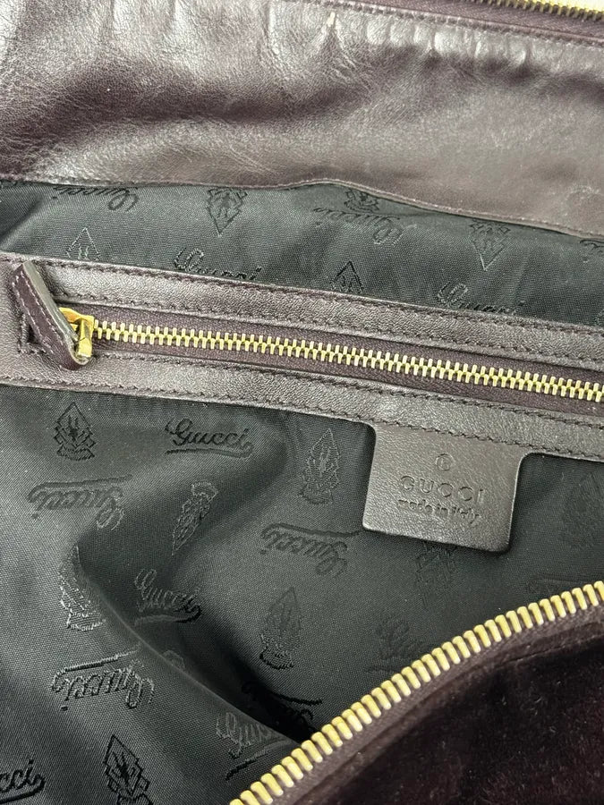 2000s Gucci Bordeaux Suede Hysteria Handle Bag by Frida Giannini griasni 14