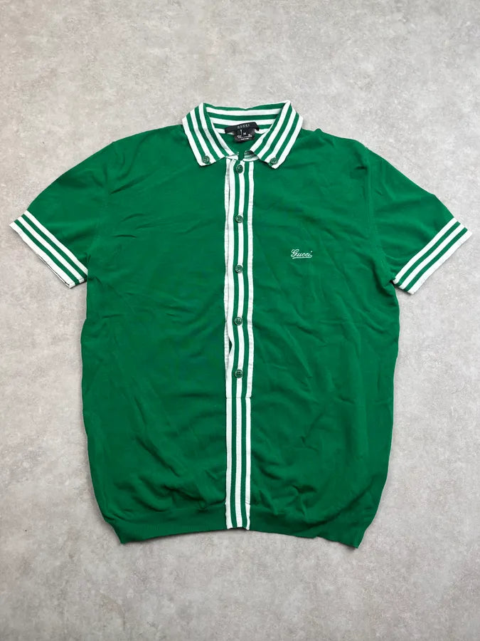 2000s Gucci Bowling Stripe Colar Green Polo TqUbVAo 0