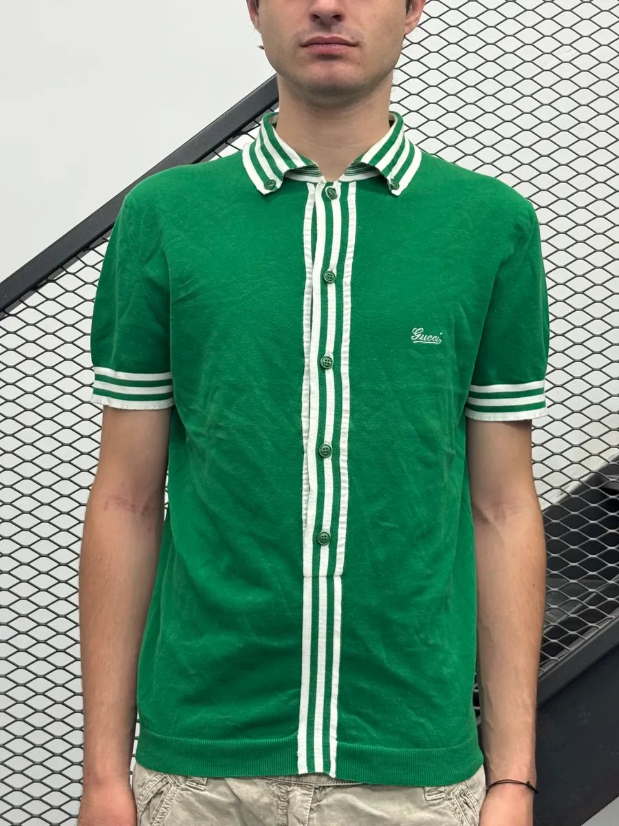 2000s Gucci Bowling Stripe Colar Green Polo TqUbVAo 1