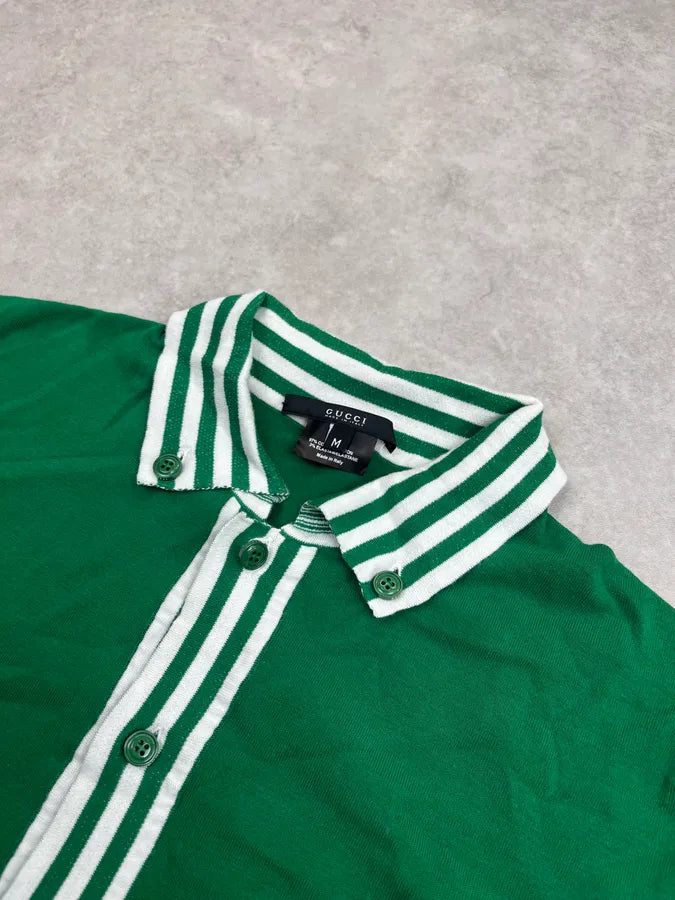 2000s Gucci Bowling Stripe Colar Green Polo TqUbVAo 3