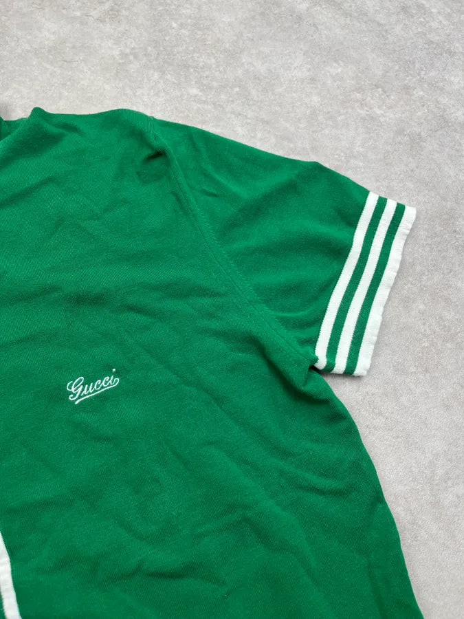 2000s Gucci Bowling Stripe Colar Green Polo TqUbVAo 5