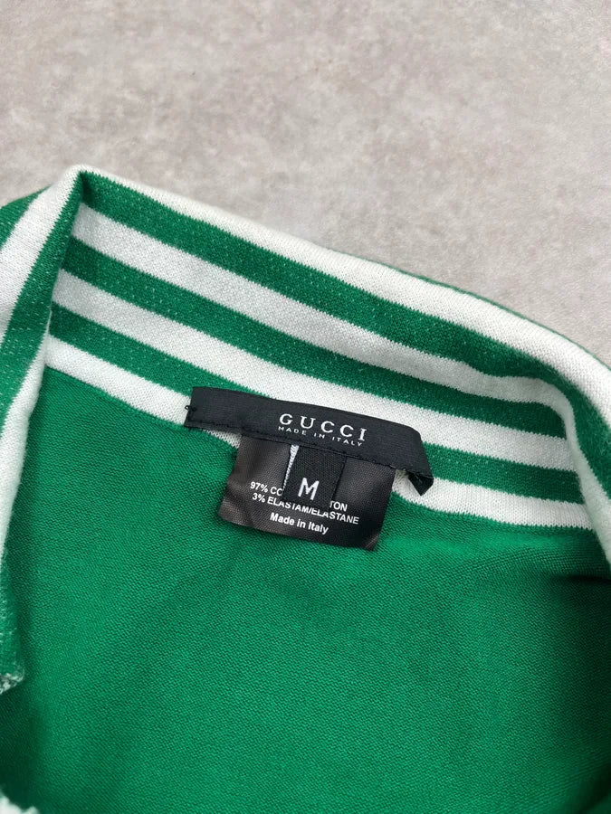 2000s Gucci Bowling Stripe Colar Green Polo TqUbVAo 6