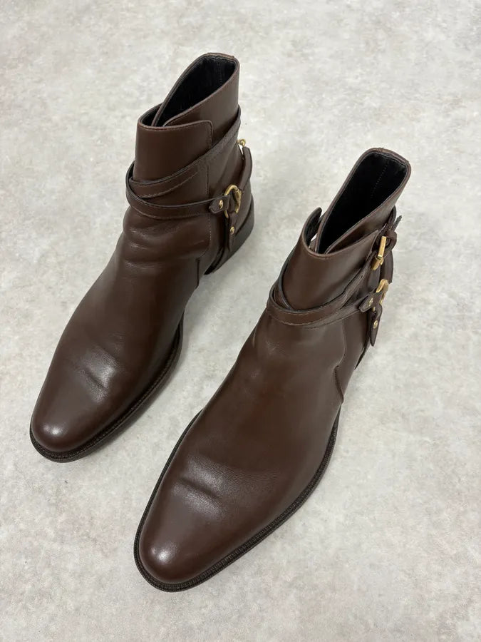 2000s Gucci Brown Ankle Buckled Leather Boots QdhCQQP 2