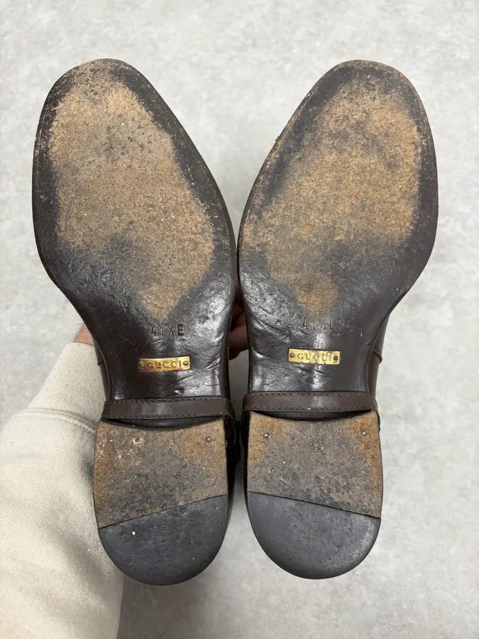 2000s Gucci Brown Ankle Buckled Leather Boots QdhCQQP 7