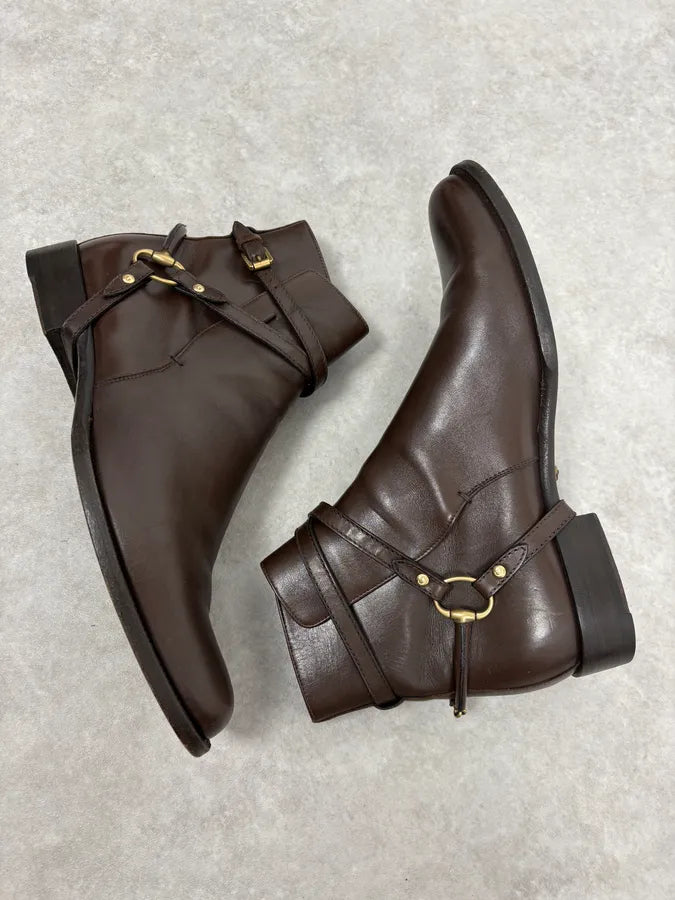 2000s Gucci Brown Ankle Buckled Leather Boots QdhCQQP 5