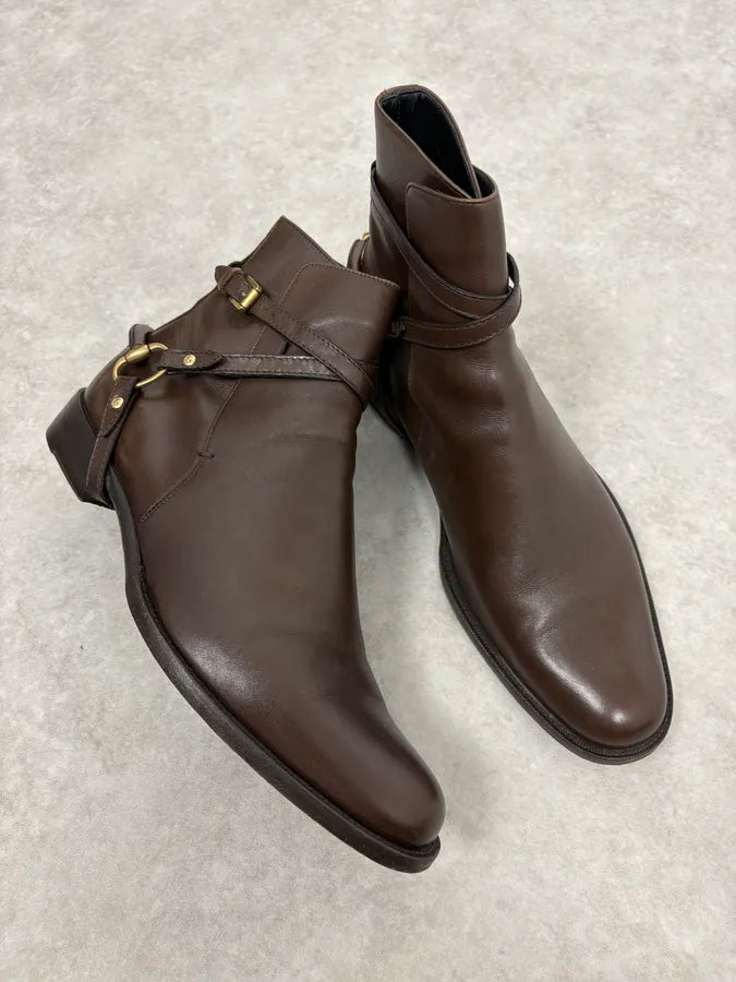 2000s Gucci Brown Ankle Buckled Leather Boots QdhCQQP 4