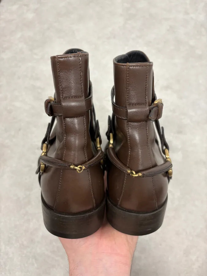 2000s Gucci Brown Ankle Buckled Leather Boots QdhCQQP 6