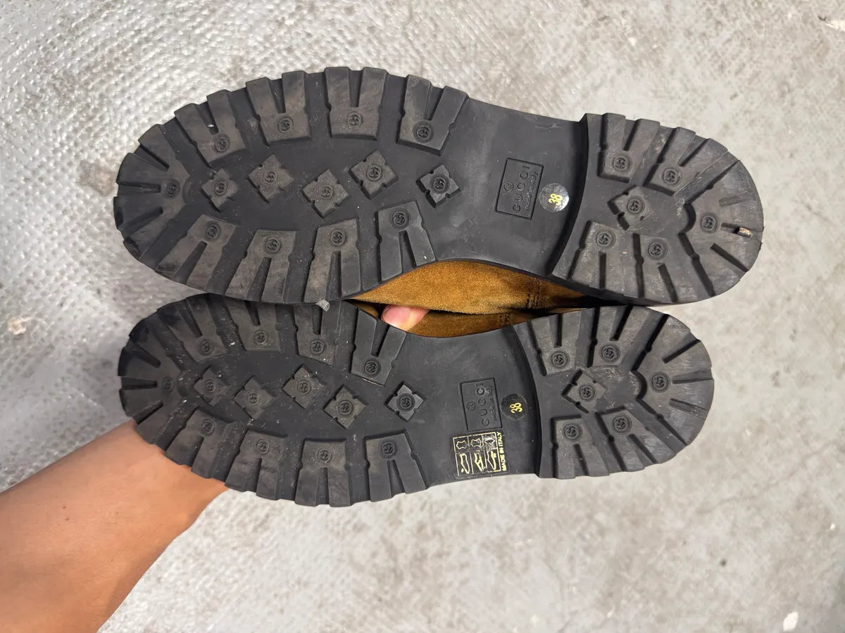 2000s Gucci Brown Ankle Fur Suede Leather Boots VMWJpPX 7