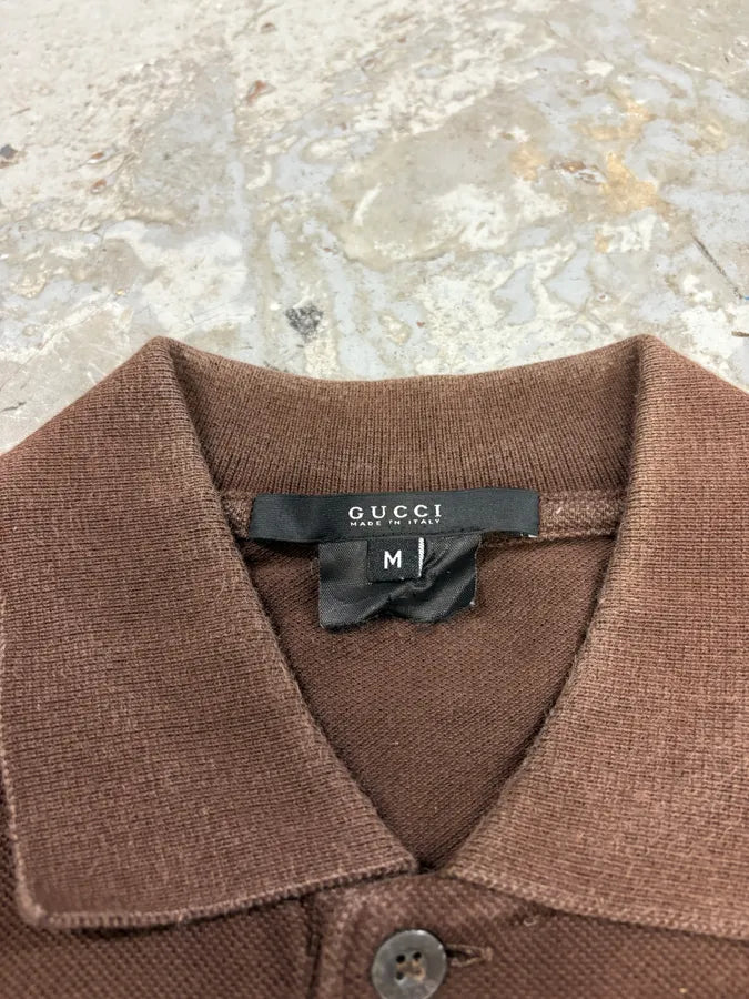 2000s Gucci Brown Archive Polo (S/M) xHWcTWu 7