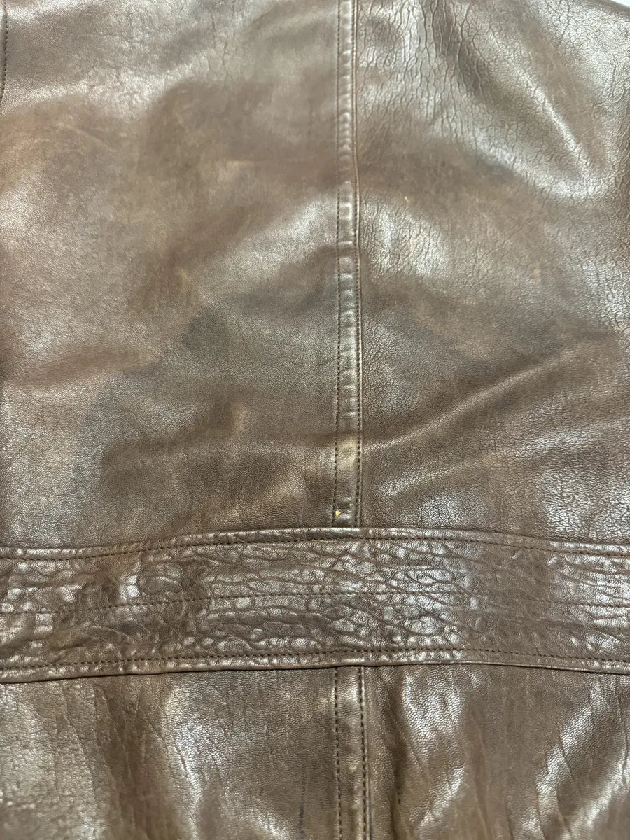 2000s Gucci Brown Buttoned Minimalistic Leather Jacket (M) 13