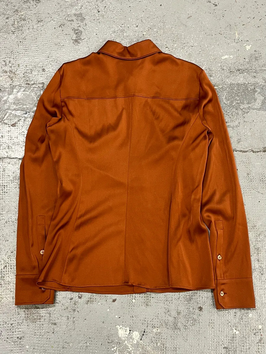 2000s Gucci Brown Camel Silk Shirt fTZzBzy 6