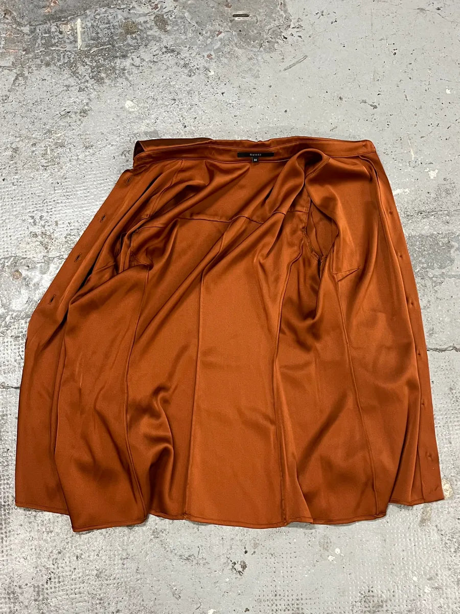 2000s Gucci Brown Camel Silk Shirt fTZzBzy 9