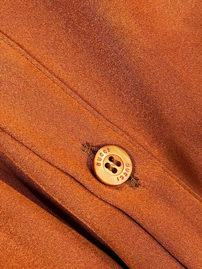 2000s Gucci Brown Camel Silk Shirt fTZzBzy 7