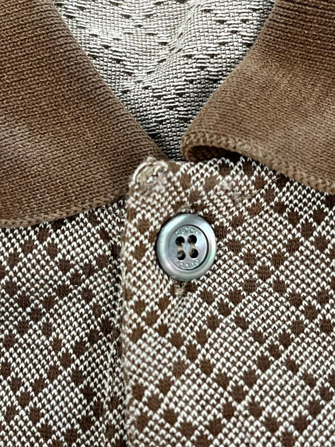 2010s Gucci Brown & White Checkered Polo XHvTFCI 8