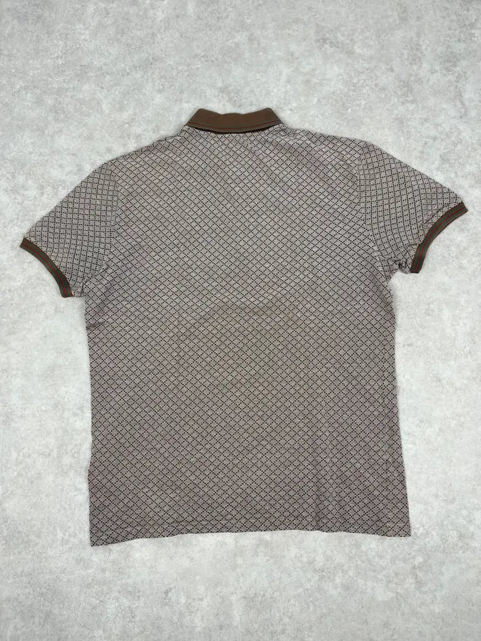 2010s Gucci Brown & White Checkered Polo XHvTFCI 5