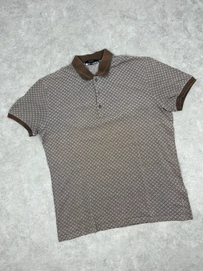 2010s Gucci Brown & White Checkered Polo XHvTFCI 4