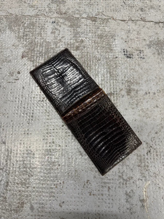 2000s Gucci Brown Crocodile Effect Leather Wallet cSmImUD 1