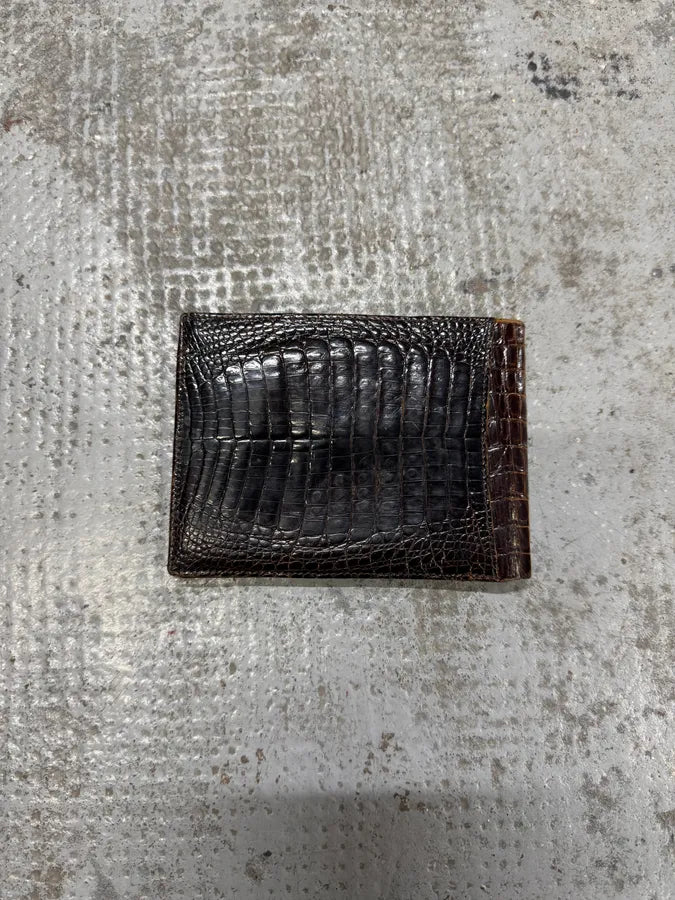2000s Gucci Brown Crocodile Effect Leather Wallet cSmImUD 4