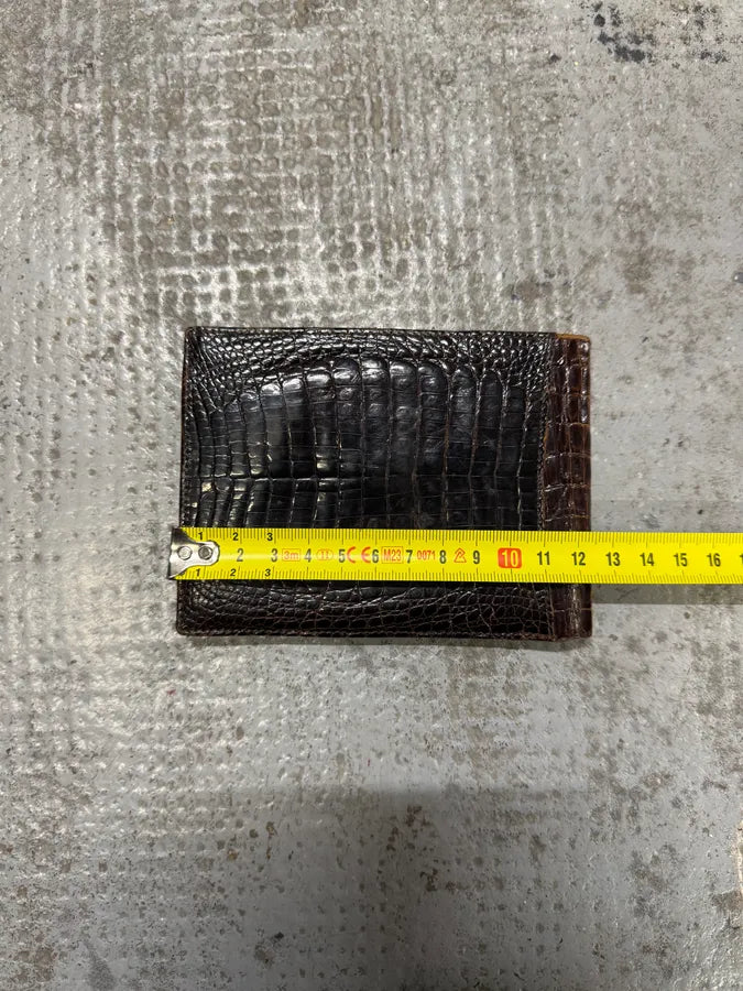 2000s Gucci Brown Crocodile Effect Leather Wallet cSmImUD 6