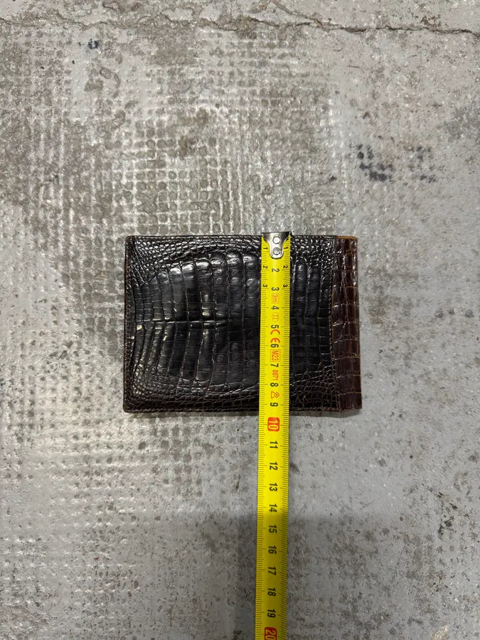 2000s Gucci Brown Crocodile Effect Leather Wallet cSmImUD 7