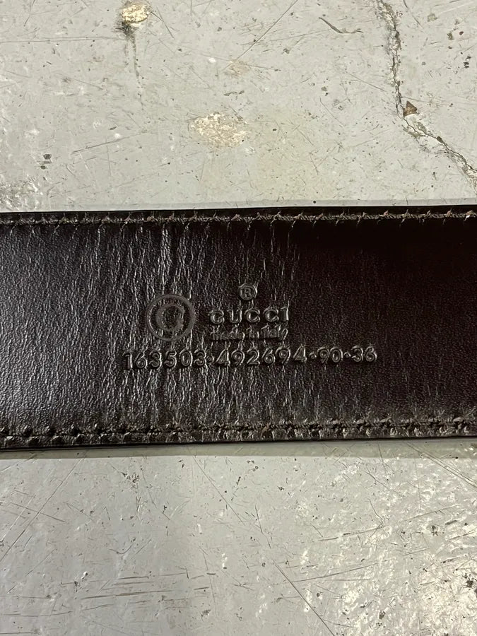 2000s Gucci Brown Eroded Leather Belt lqbPYtD 7