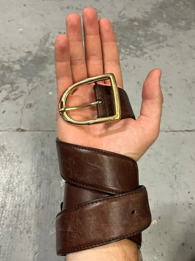 2000s Gucci Brown Eroded Leather Belt lqbPYtD 0