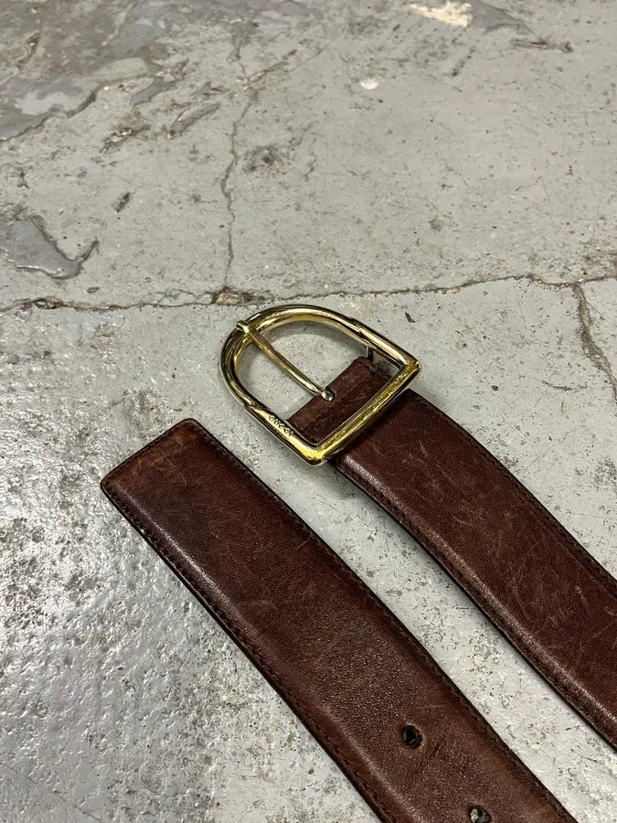 2000s Gucci Brown Eroded Leather Belt lqbPYtD 2