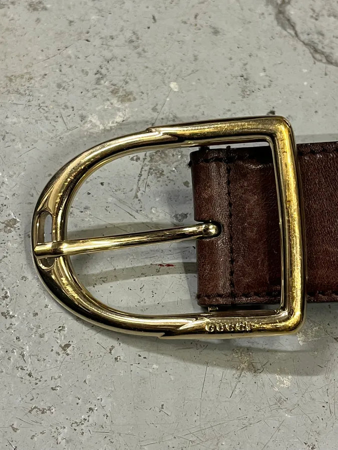 2000s Gucci Brown Eroded Leather Belt lqbPYtD 5