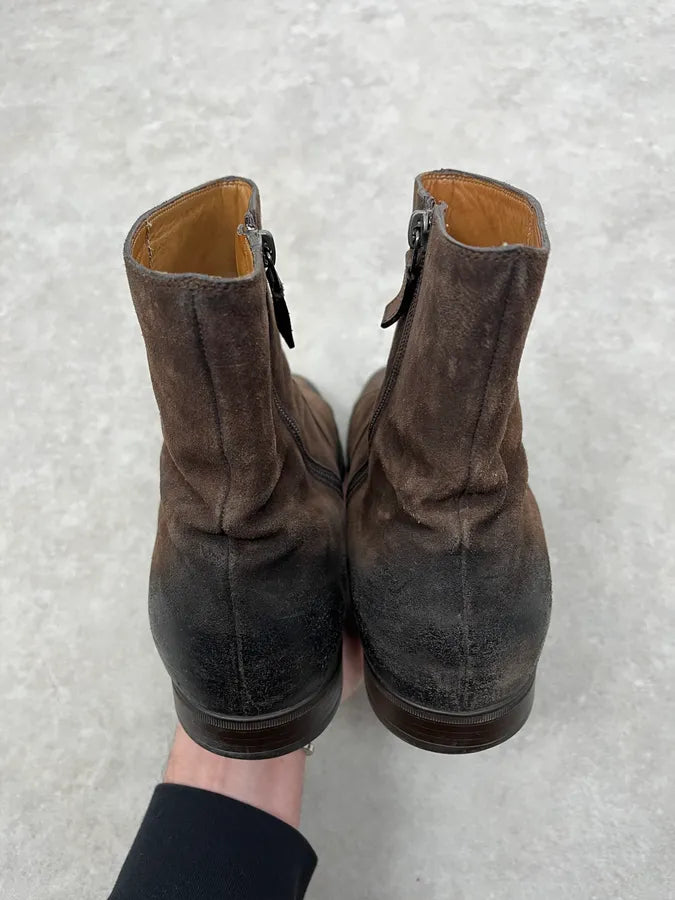 2000s Gucci Brown Eroded Leather Boots eVUdlTR 5