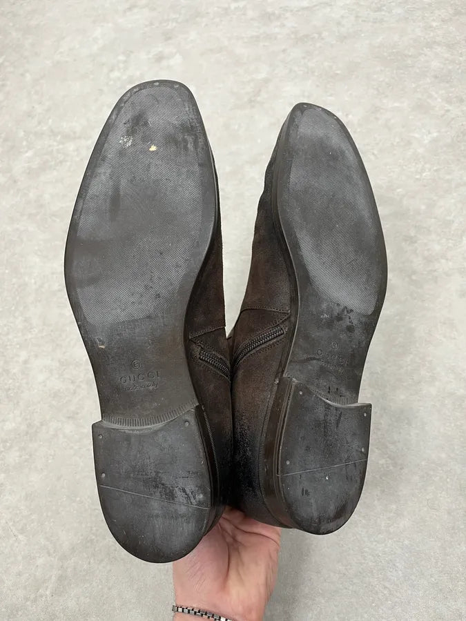 2000s Gucci Brown Eroded Leather Boots eVUdlTR 6