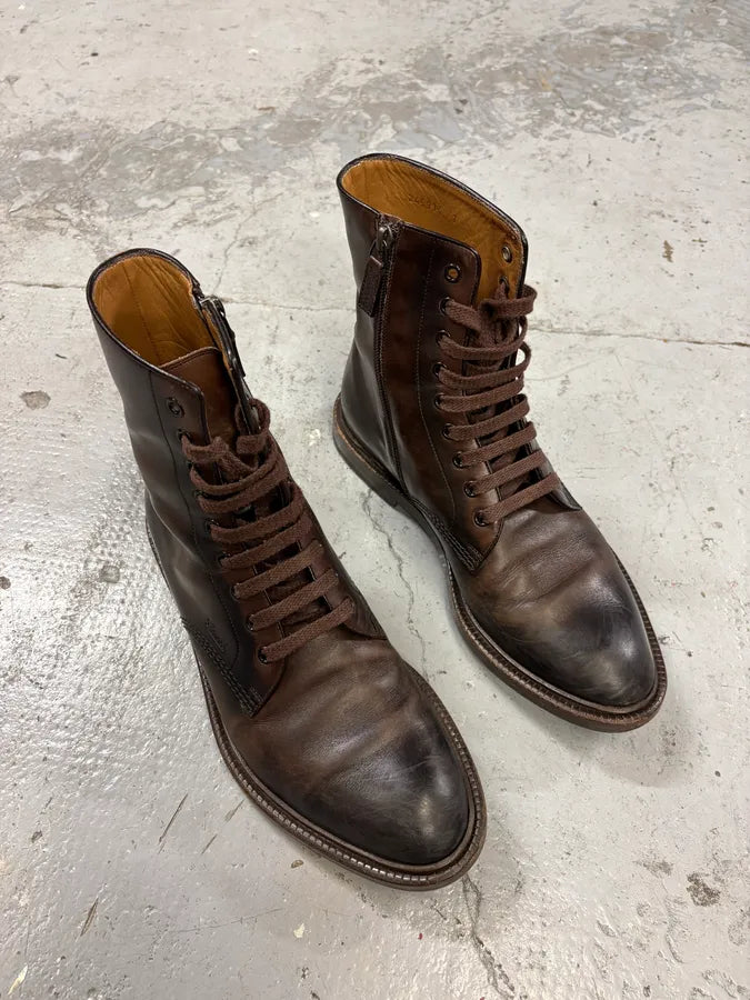2000s Gucci Brown Eroded Leather Boots JcEZbMm 3