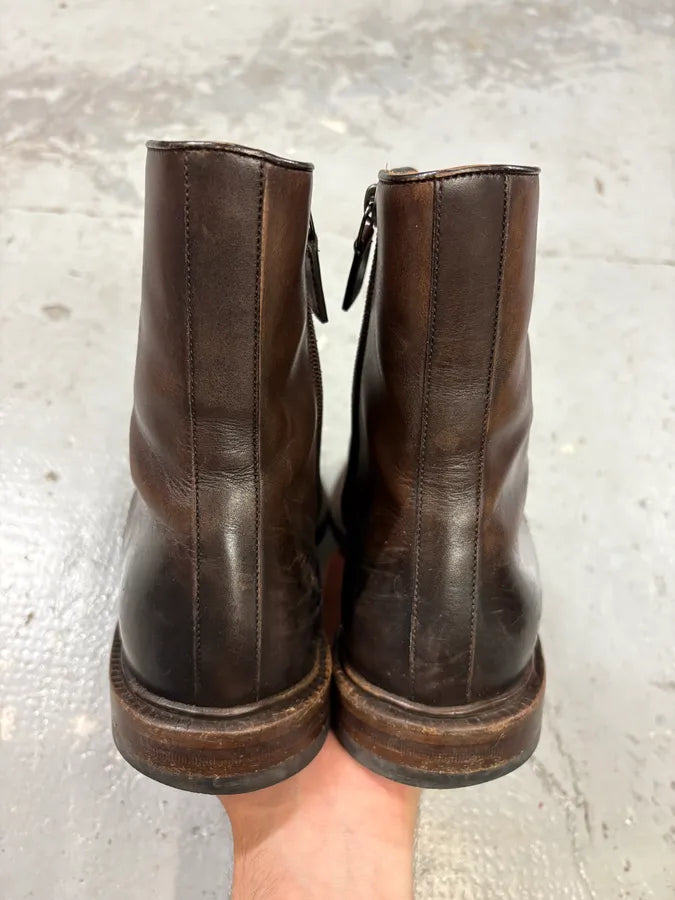 2000s Gucci Brown Eroded Leather Boots JcEZbMm 5