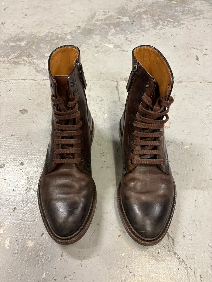 2000s Gucci Brown Eroded Leather Boots JcEZbMm 1
