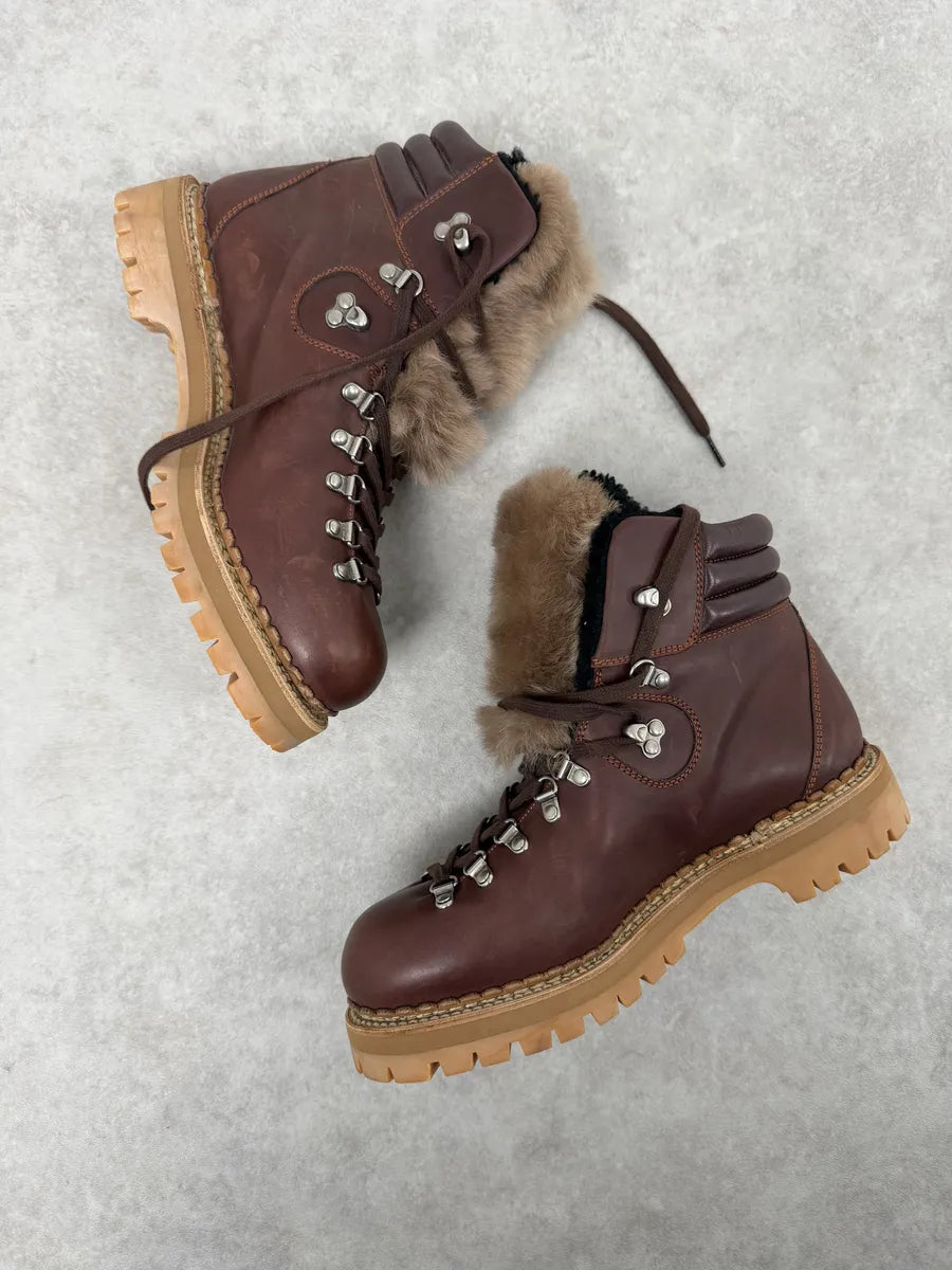 2000s Gucci Brown Fur Leather Premium Boots wKjwmOh 4