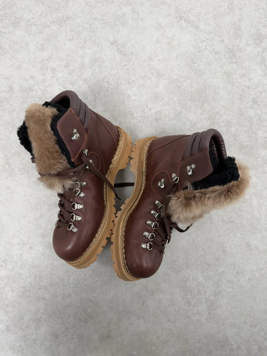 2000s Gucci Brown Fur Leather Premium Boots wKjwmOh 9