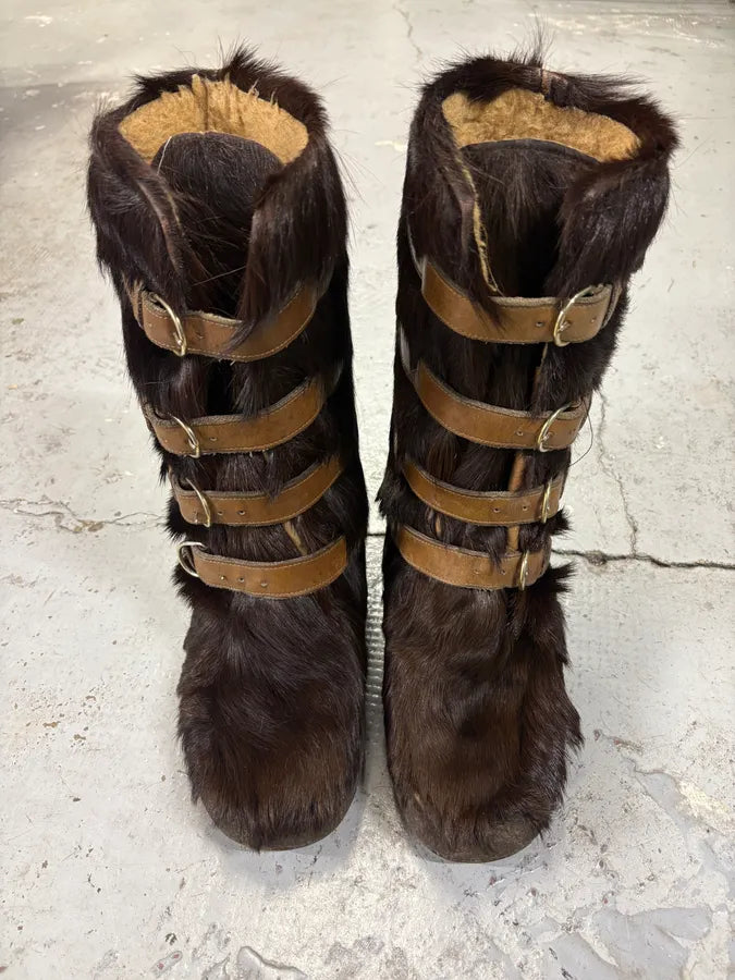 2000s Gucci Brown Fur Scratch Boots VCPqOmW 1