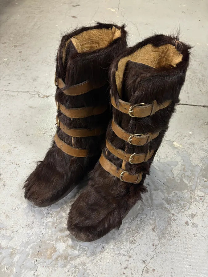 2000s Gucci Brown Fur Scratch Boots VCPqOmW 2