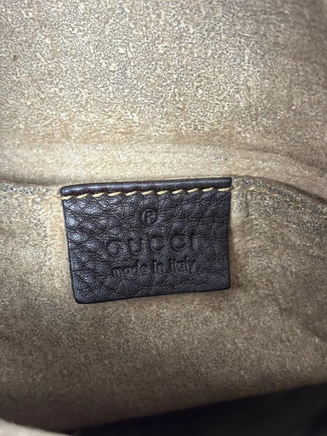 2000s Gucci Brown Grained Premium Leather Shoulder Bag kFtTNxD 9