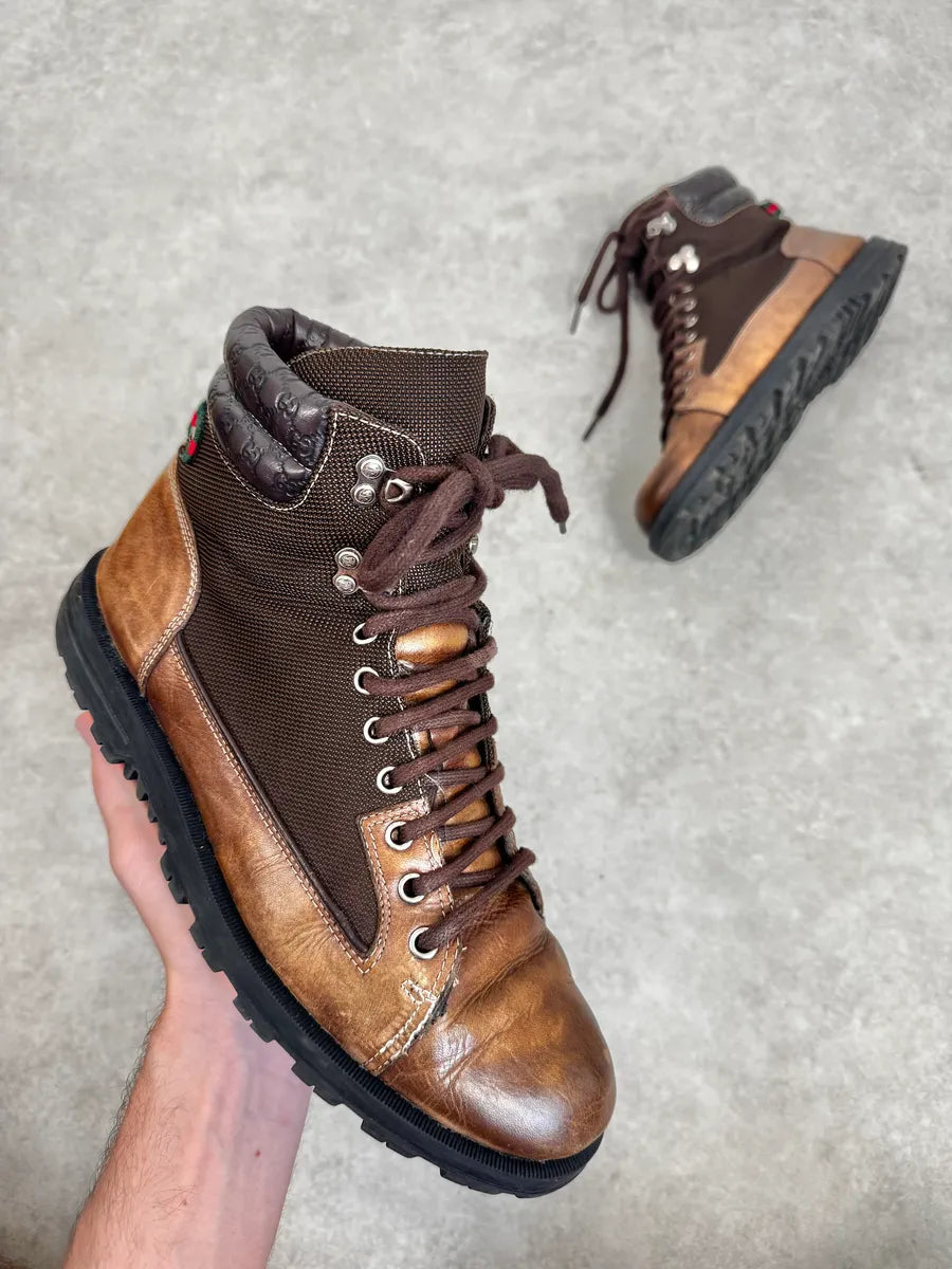 2000s Gucci Brown Hybrid Leather Hiking Boots LtcvHvn 0