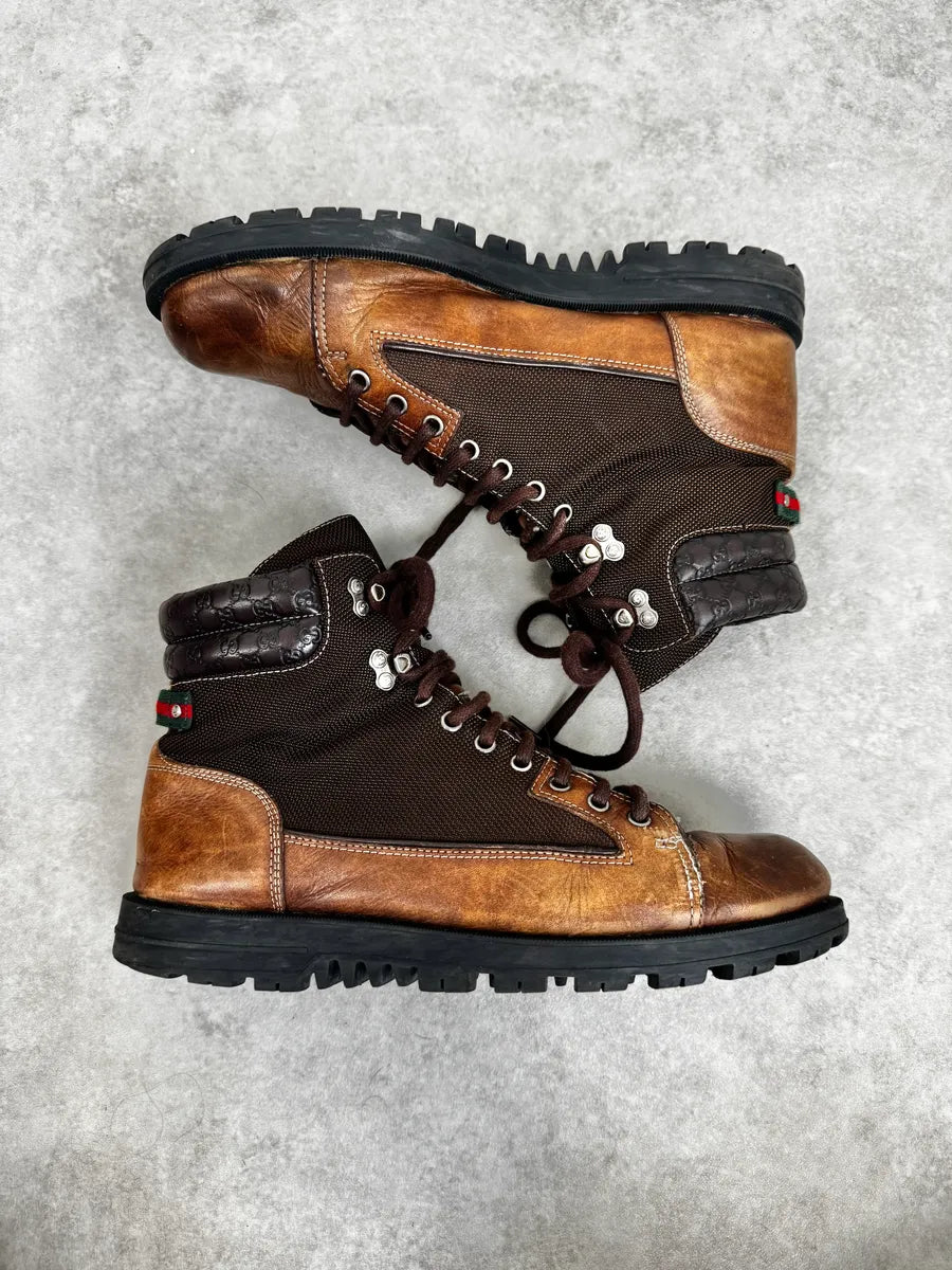 2000s Gucci Brown Hybrid Leather Hiking Boots LtcvHvn 1
