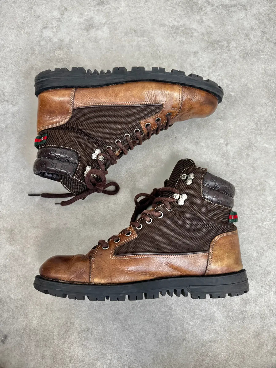 2000s Gucci Brown Hybrid Leather Hiking Boots LtcvHvn 2