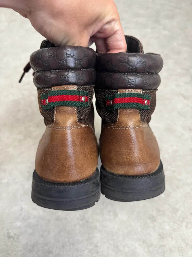 2000s Gucci Brown Hybrid Leather Hiking Boots LtcvHvn 6