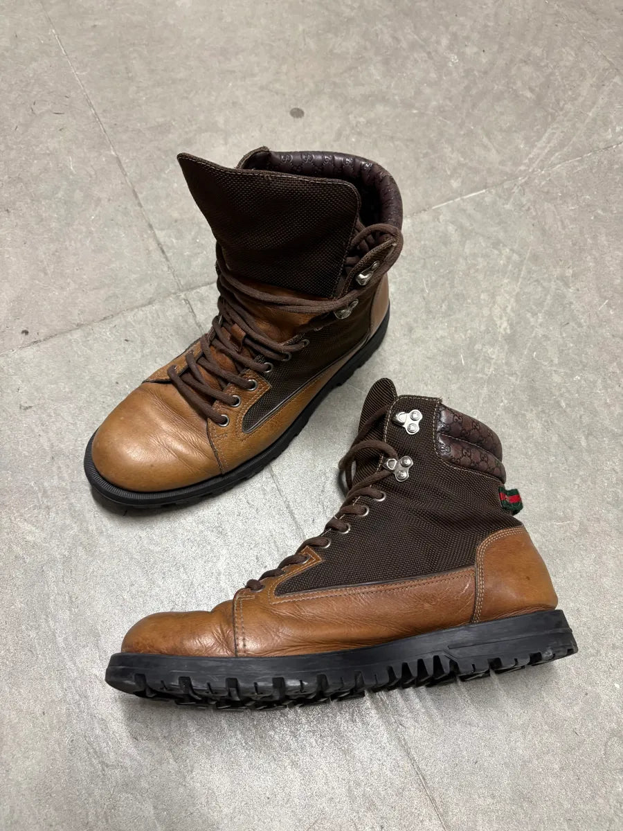 2000s Gucci Brown Hybrid Signature High Boots dgBEABk 2