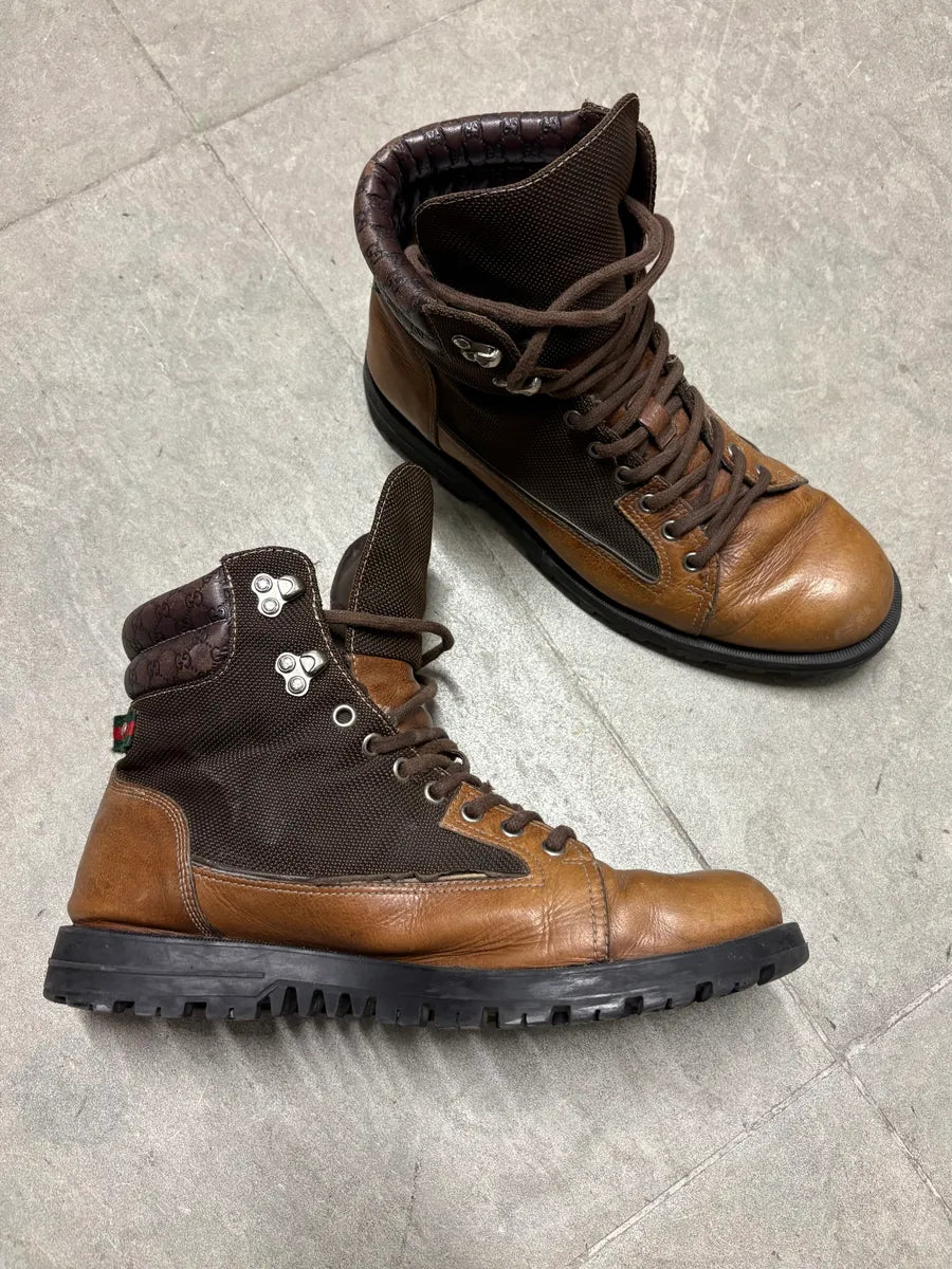 2000s Gucci Brown Hybrid Signature High Boots dgBEABk 3