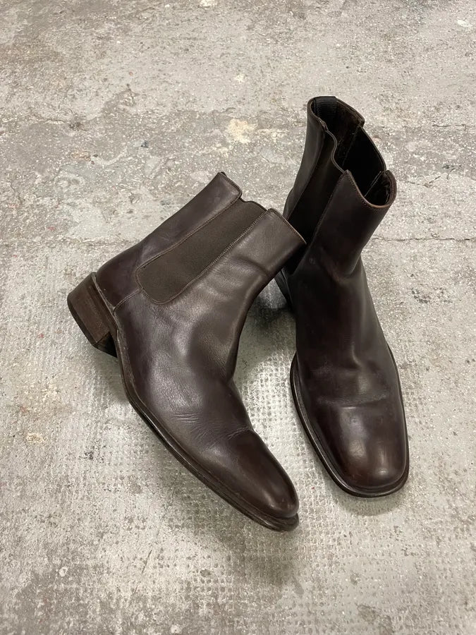 2000s Gucci Brown Leather Ankle Boots (44.5eu/us10.5) wqEHCOg 4